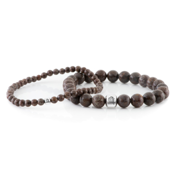 Kralen Armband Bill - Bruin - 8mm en 4mm Sneeuwvlok Jaspis