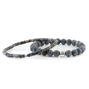 Kralen Armband Jay - Grijs - 8mm en 4mm Labradoriet