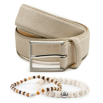 Kralen armband Jack & Suède riem Bobby - Beige