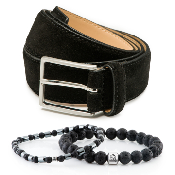 Kralen armband Zack & Suède riem Bobby - Zwart