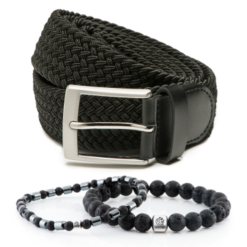 Kralen armband Zack & Elastische riem Mylo - Zwart