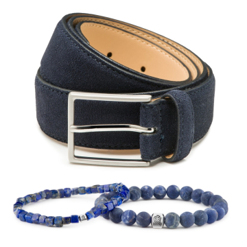 Kralen armband Paul & Suède riem Bobby - Donkerblauw