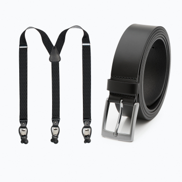 Zwarte Bretels - 3,5cm breed & Lange zwarte riem Bruce XXL – 3,5cm breed