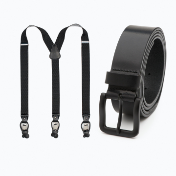 Zwarte Bretels - 3,5cm breed & Lange zwarte riem Jack XXL – 4cm breed