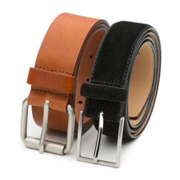DTCH.FIT Leren & Suède heren riem Max - duo pack - cognac & zwart - 4cm & 3,5cm breed