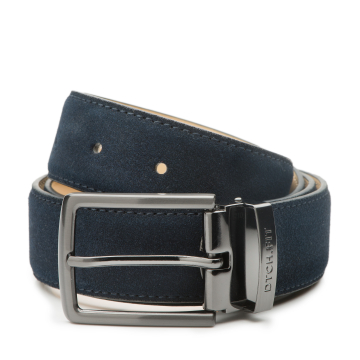 DTCH.FIT Suède riem Oliver Donkerblauw - verstelbare GunMetal gesp - 3,5cm breed - 85cm