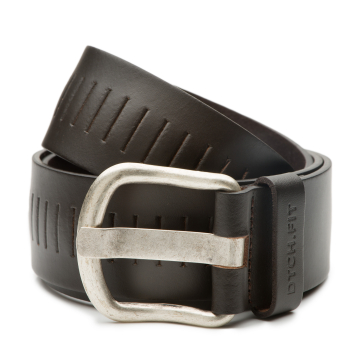 DTCH.FIT donkerbruine geperforeerde leren sleuf riem Xavi - 4cm breed - 85cm