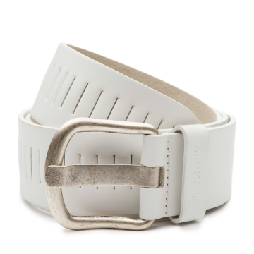 DTCH.FIT witte geperforeerde leren sleuf riem Xavi - 4cm breed - 85cm