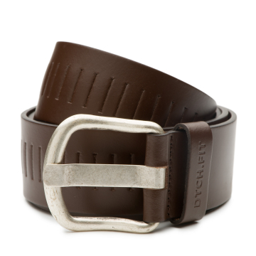 DTCH.FIT bruine geperforeerde leren sleuf riem Xavi - 4cm breed - 85cm