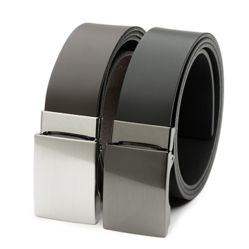 DTCH.FIT Virgil - automatische en verstelbare plaatgesp riem - Zwart & Donkerbruin - geen gaatjes - 3,5cm breed