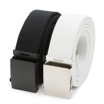DTCH.FIT Elastische plaatgesp riem Nick - duo pack - zwart & wit - 4cm breed – 85-115cm verstelbare lengte
