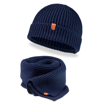 DTCH.FIT Beanie & Scarf Set Navy Blue - One Size