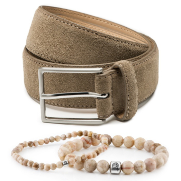 Kralen armband Sam & Suède riem Bobby - Taupe