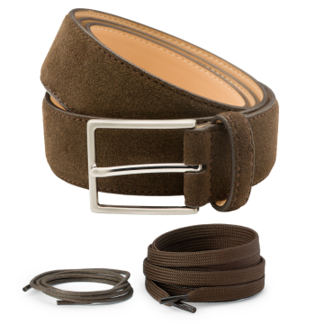 Suède heren riem Bobby & Klassieke en Sneakerveters - Set