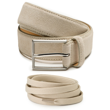 Suède heren riem Bobby & Sneakerveters - Set - Beige