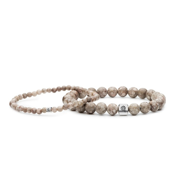 Kralen Armband Sam - Taupe - 8mm en 4mm Maifan