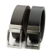 DTCH.FIT Nathan - automatische en verstelbare gesp - Zwarte & Donkerbruine riem - geen gaatjes - 3,5cm breed