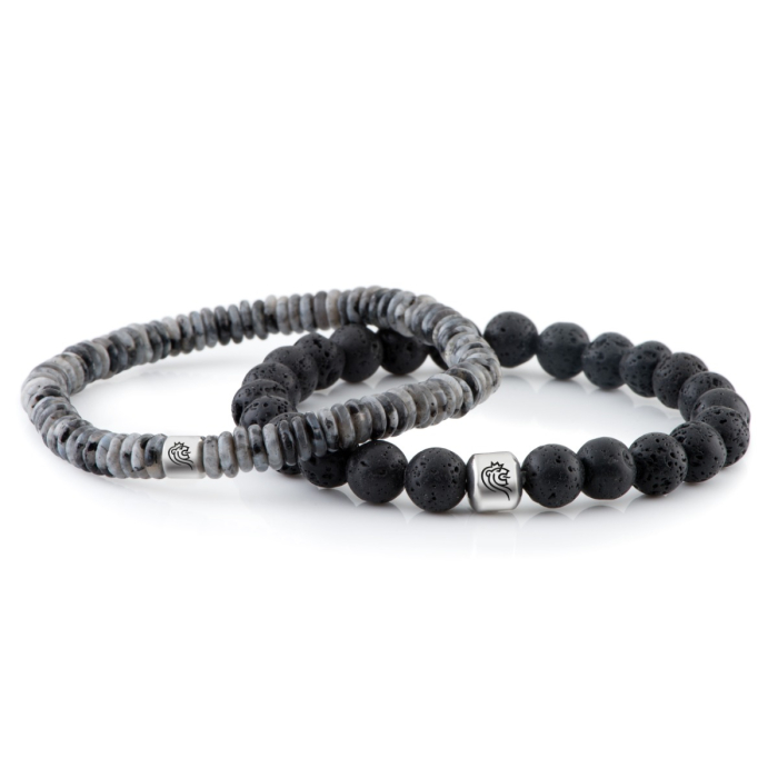 Kralen Armband Chase - Zwart - 8mm Lava en 6mm Labradoriet main product photo