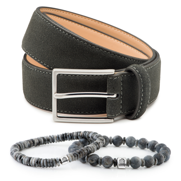 Kralen armband Joe & Suède riem Bobby - Grijs main product photo