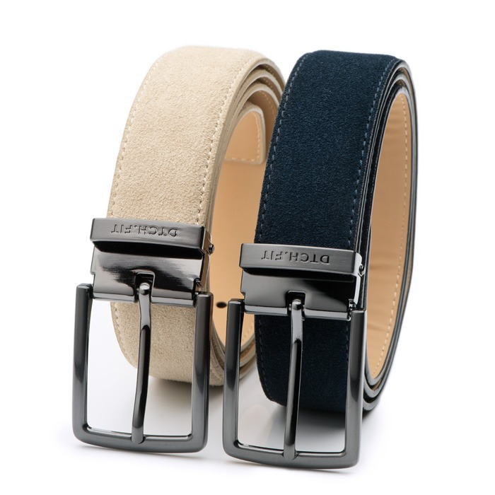 DTCH.FIT Suède riem Oliver - verstelbare GunMetal gesp - duo pack - 3,5cm breed main product photo